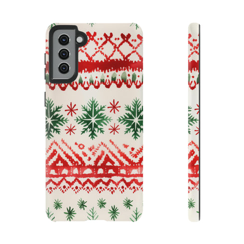 Watercolor Study of Christmas Patterns - Impact Resistant Phone Case Samsung Galaxy S21 Plus Matte